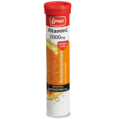 Lanes Βιταμίνη C 1000mg, 20 αναβρ. ταμπλέτες, γεύση πορτοκάλι