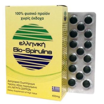 Bio-spirulina, Ελληνική σπιρουλίνα Νιγρίτας Σερρών, 400mg, 120tabs