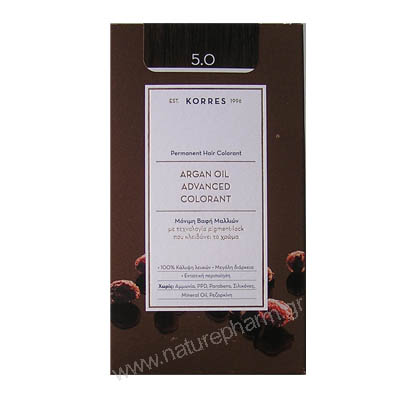 Korres Argan Oil Advanced Colorant Νέα Μόνιμη Βαφή Μαλλιών 4.77 Σκούρο Σοκολατί
