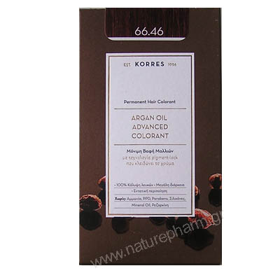 Korres Argan Oil Advanced Colorant Νέα Μόνιμη Βαφή Μαλλιών 66.46 Έντονο Κόκκινο Βουργουνδίας