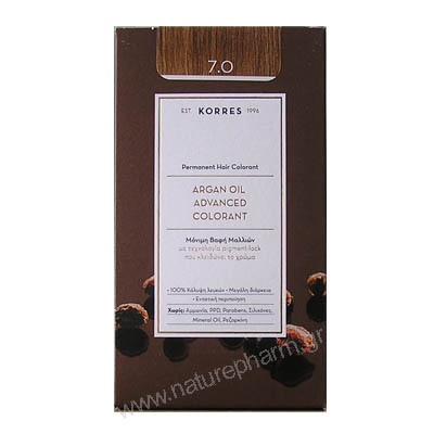 Korres Argan Oil Advanced Colorant Νέα Μόνιμη Βαφή Μαλλιών 7.3 Ξανθό Μελί