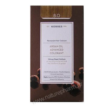 Korres Argan Oil Advanced Colorant Νέα Μόνιμη Βαφή Μαλλιών 8.7 Καραμέλα
